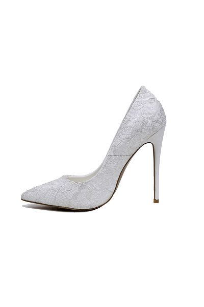 White Lace Wedding Shoes Fine High Heels | Bycouturier White Lace Wedding Shoes Fine High Heels | Bycouturier