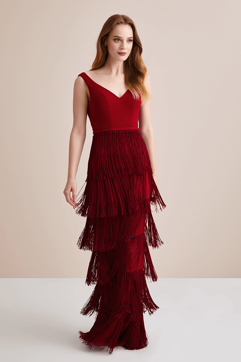 Red Fringe Evening Dresses