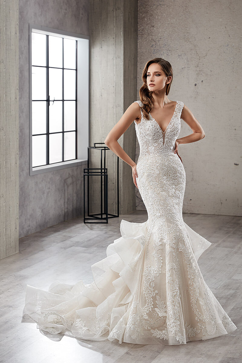 Floral Train Wedding Dress