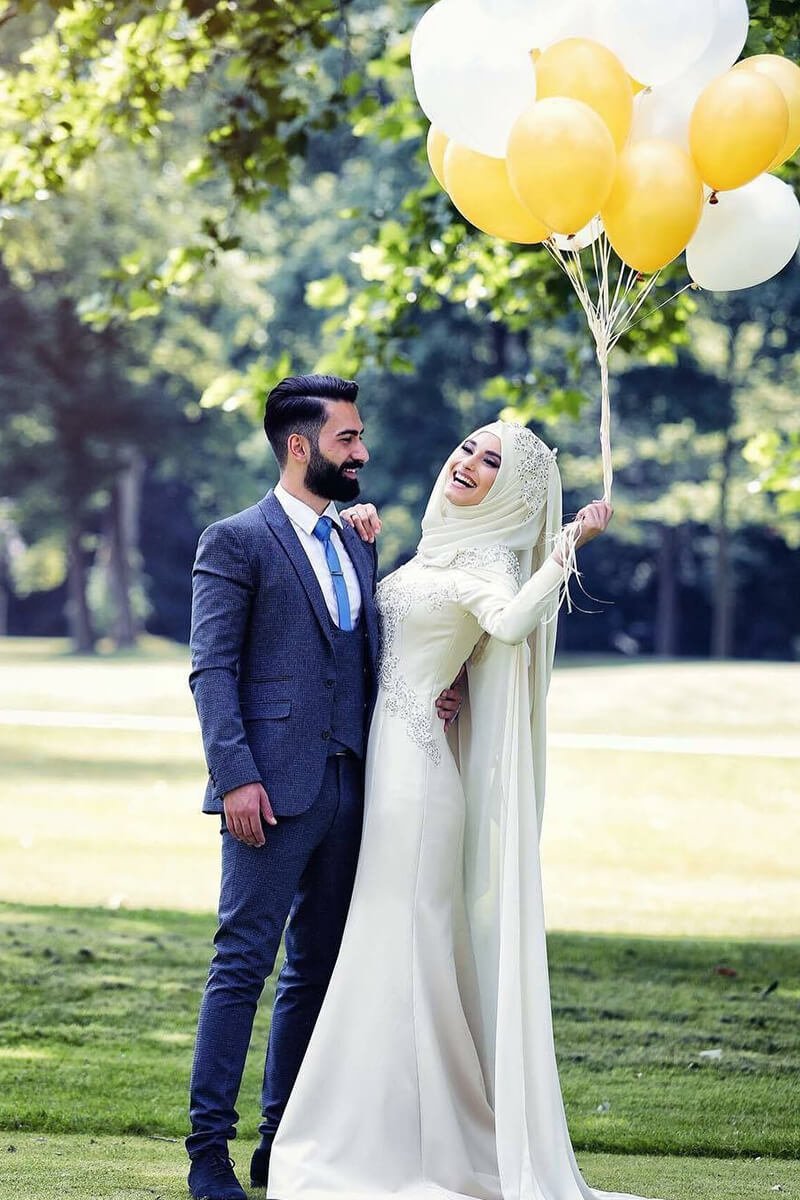 Draped Fit Muslim Wedding Gown